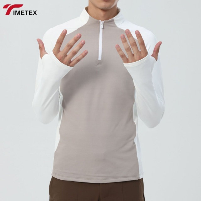 TIMETEX Warm Compression Shirt Lightweight Full-Zipper Closure Solid Pattern for Sports Running Cycling Fitness Leisure Tops