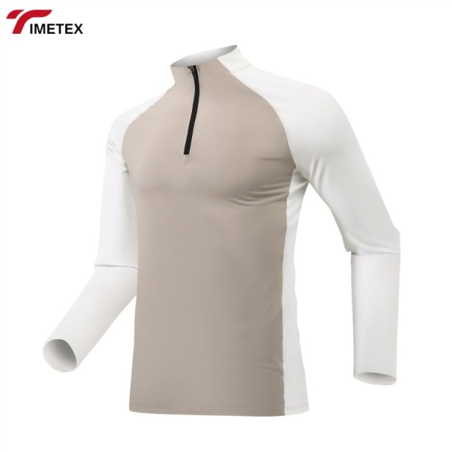 TIMETEX Warm Compression Shirt Lightweight Full-Zipper Closure Solid Pattern for Sports Running Cycling Fitness Leisure Tops