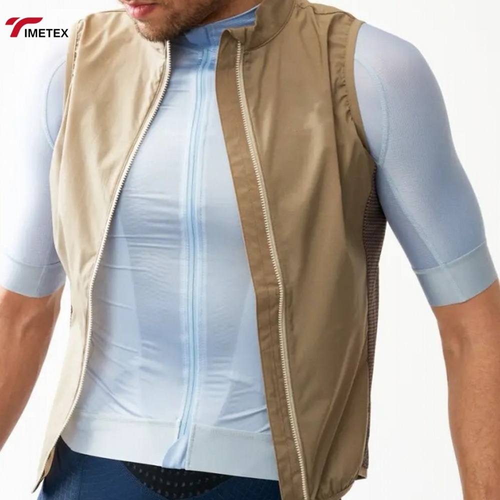 TIMETEX Men's Spandex/Polyester Cycling Sleeveless Windbreaker Vest Waterproof Breathable Lightweight Double Zipper Side Outdoor