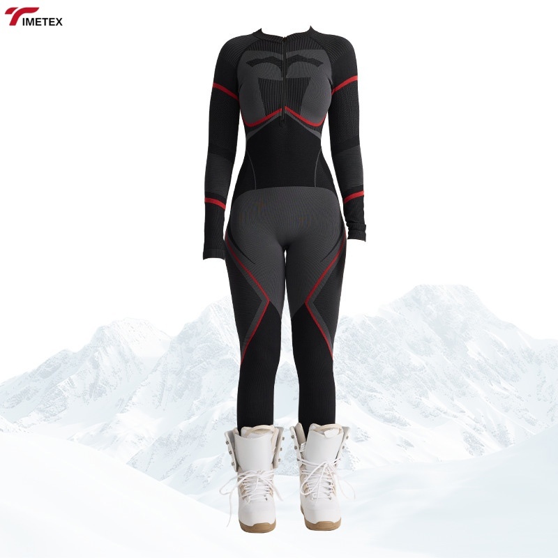 TIMETEX One Piece Ski Suit for Women Elastic Moisture Wicking Compression Thermal Quick Dry Snow Underwear for Winter Skiing