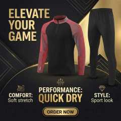 Men's Long-Sleeved Half Zip Quick Dry Breathable  Custom Football Tracksuit for Men Essential Tracksuit
