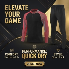 Men's Long-Sleeved Half Zip Quick Dry Breathable  Custom Football Tracksuit for Men Essential Tracksuit