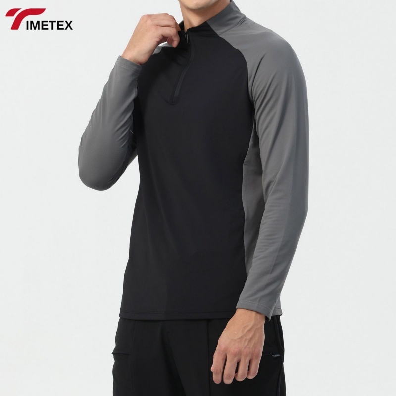 TIMETEX Warm Compression Shirt Lightweight Full-Zipper Closure Solid Pattern for Sports Running Cycling Fitness Leisure Tops
