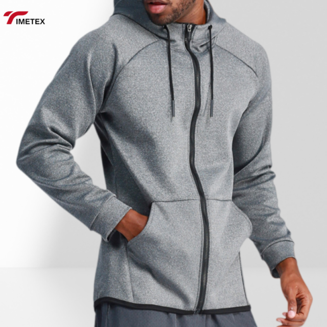 TIMETEX Men's Autumn Winter Sports Hooded Jacket Knitted 100% Polyester Breathable Quick Dry Basketball Training Coat Outdoor