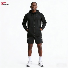 TIMETEX Men's Autumn Winter Sports Hooded Jacket Knitted 100% Polyester Breathable Quick Dry Basketball Training Coat Outdoor