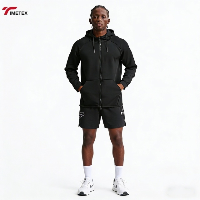 TIMETEX Men's Autumn Winter Sports Hooded Jacket Knitted 100% Polyester Breathable Quick Dry Basketball Training Coat Outdoor