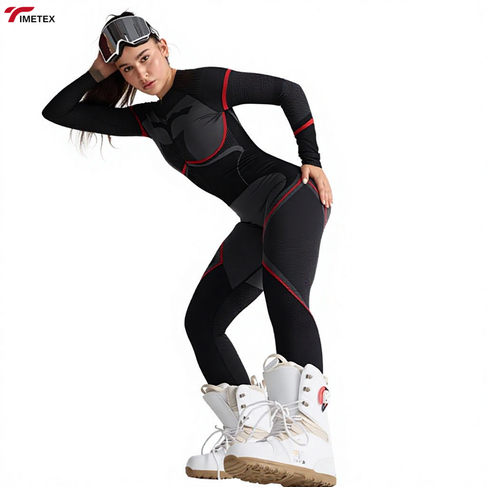 TIMETEX One Piece Ski Suit for Women Elastic Moisture Wicking Compression Thermal Quick Dry Snow Underwear for Winter Skiing