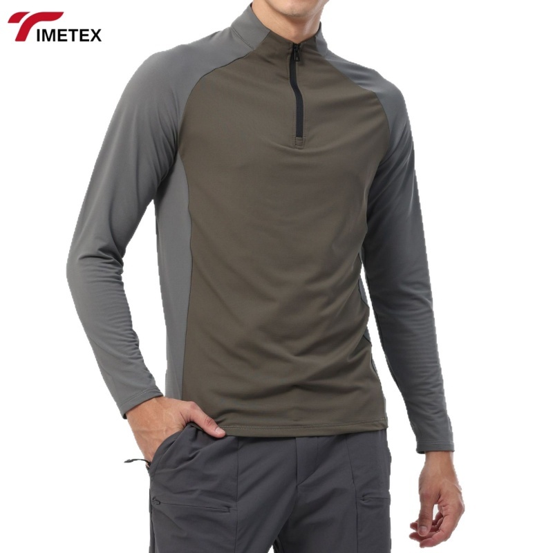 TIMETEX Warm Compression Shirt Lightweight Full-Zipper Closure Solid Pattern for Sports Running Cycling Fitness Leisure Tops