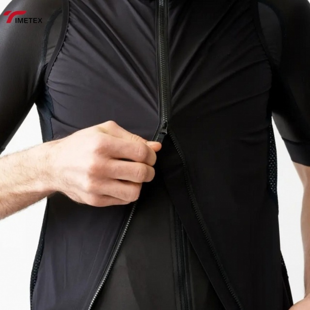 TIMETEX Men's Spandex/Polyester Cycling Sleeveless Windbreaker Vest Waterproof Breathable Lightweight Double Zipper Side Outdoor