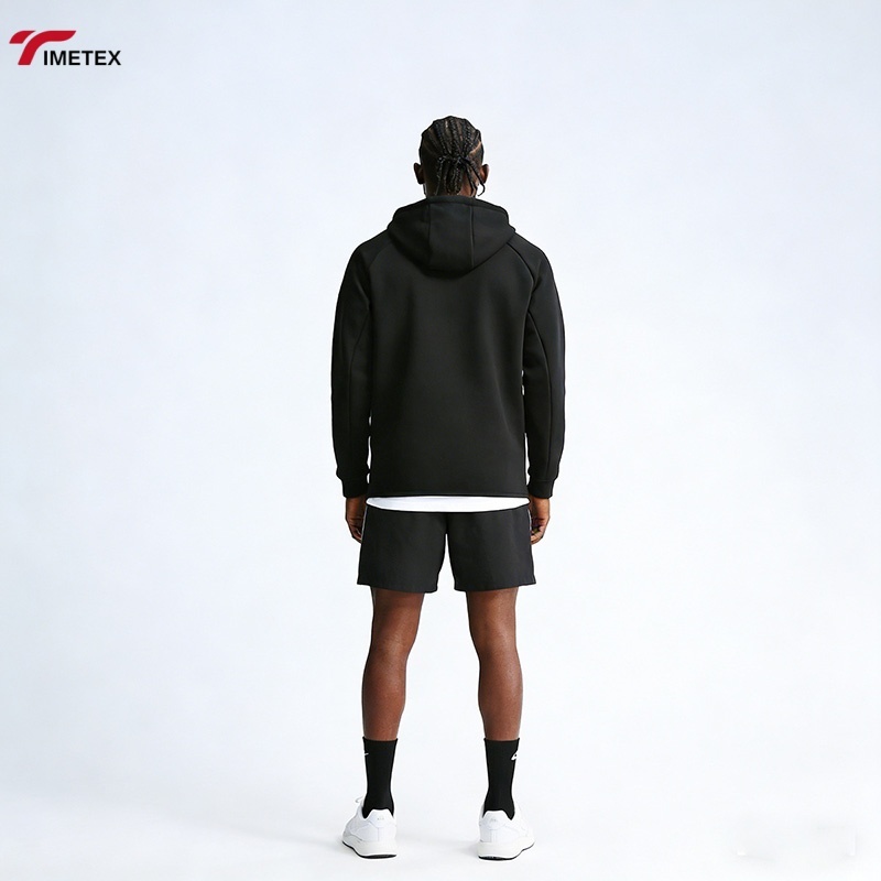 TIMETEX Men's Autumn Winter Sports Hooded Jacket Knitted 100% Polyester Breathable Quick Dry Basketball Training Coat Outdoor