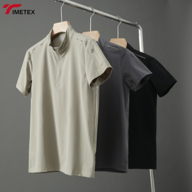 Custom Logo Men's Half Zip Compression Fitness Training T-Shirt Quick Dry Sportswear for Outdoor Gym Casual Use Solid Design