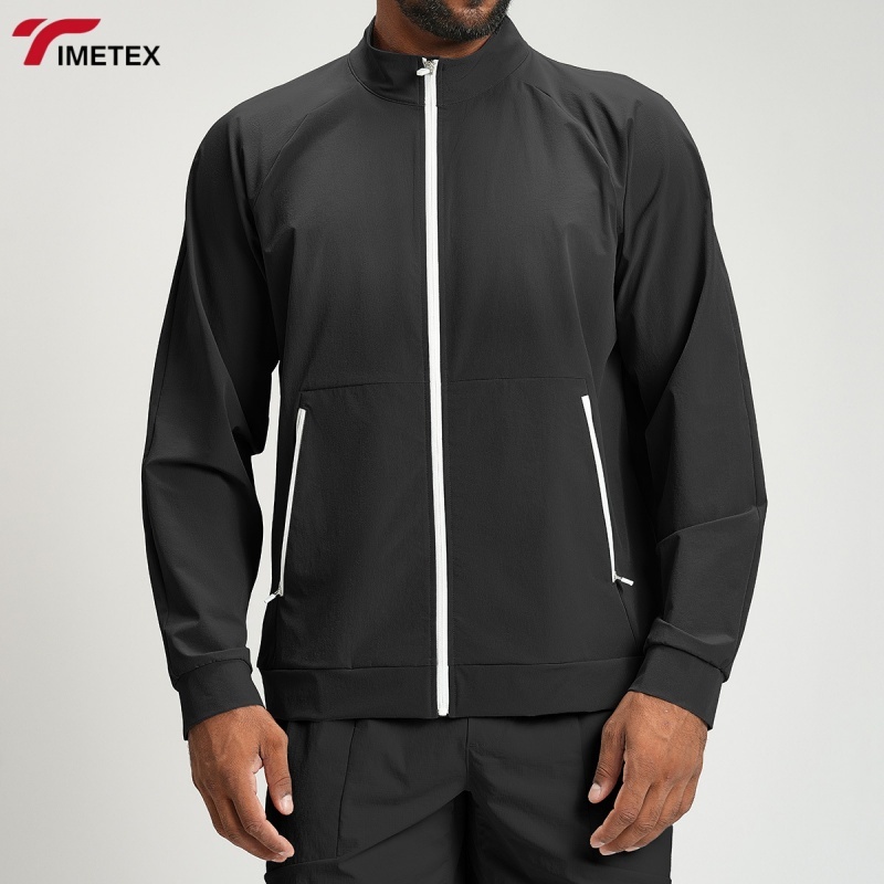 New OEM Custom Eco-friendly Recycled Contrast Color Regular Fit Athletic Breathable Training Men Jackets for Workout Fitness Gym