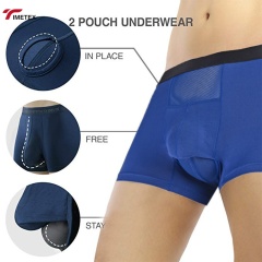 TIMETEX Men's Dual Pouch Bulge Enhancing Boxer Briefs Modal Separate Pocket Underwear with Scrotal Support
