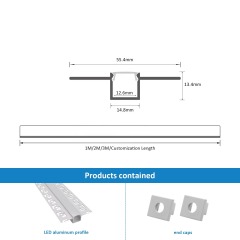 5050 Aluminum Alloy 6000 Series 50×50mm Silver Office Light Diffuser Smart LED Light Strip