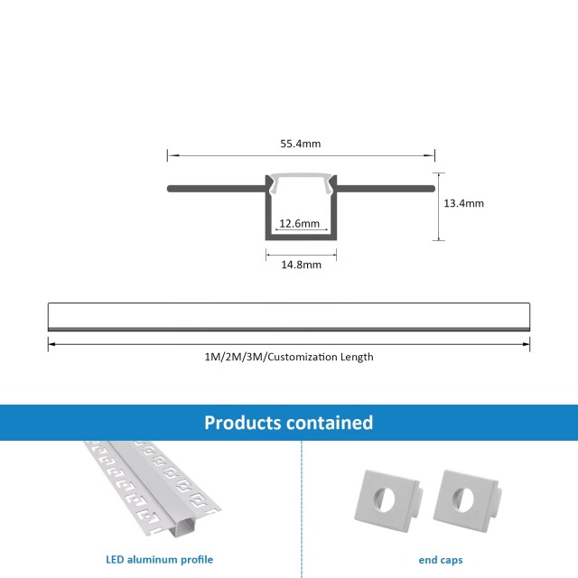 5050 Aluminum Alloy 6000 Series 50×50mm Silver Office Light Diffuser Smart LED Light Strip