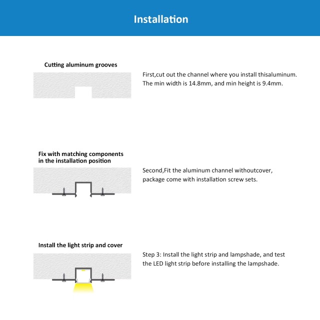 5050 Aluminum Alloy 6000 Series 50×50mm Silver Office Light Diffuser Smart LED Light Strip