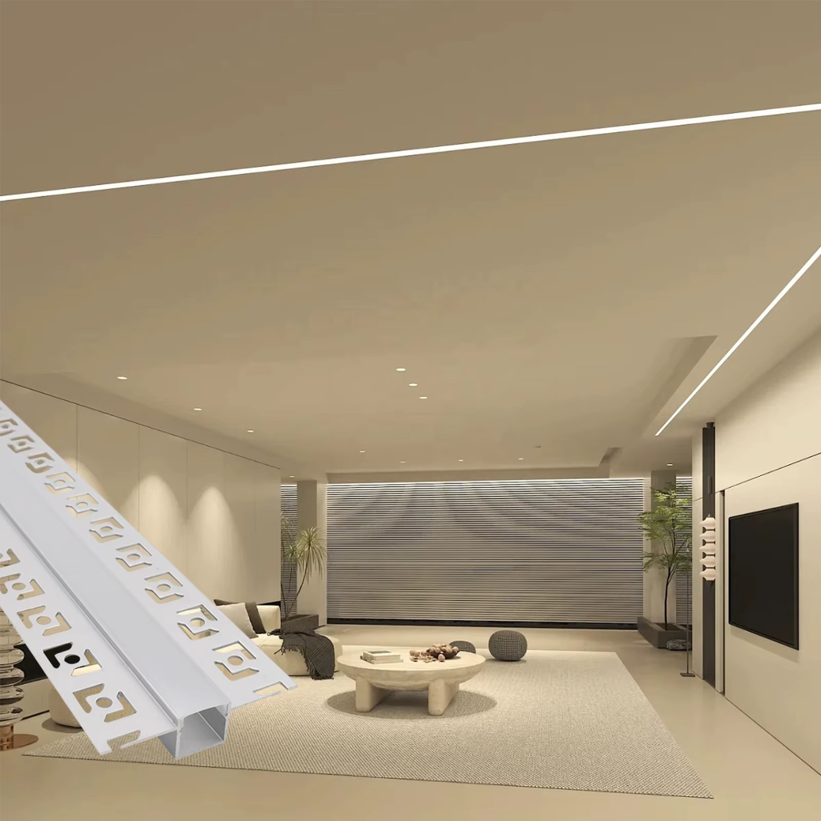 5050 Aluminum Alloy 6000 Series 50×50mm Silver Office Light Diffuser Smart LED Light Strip