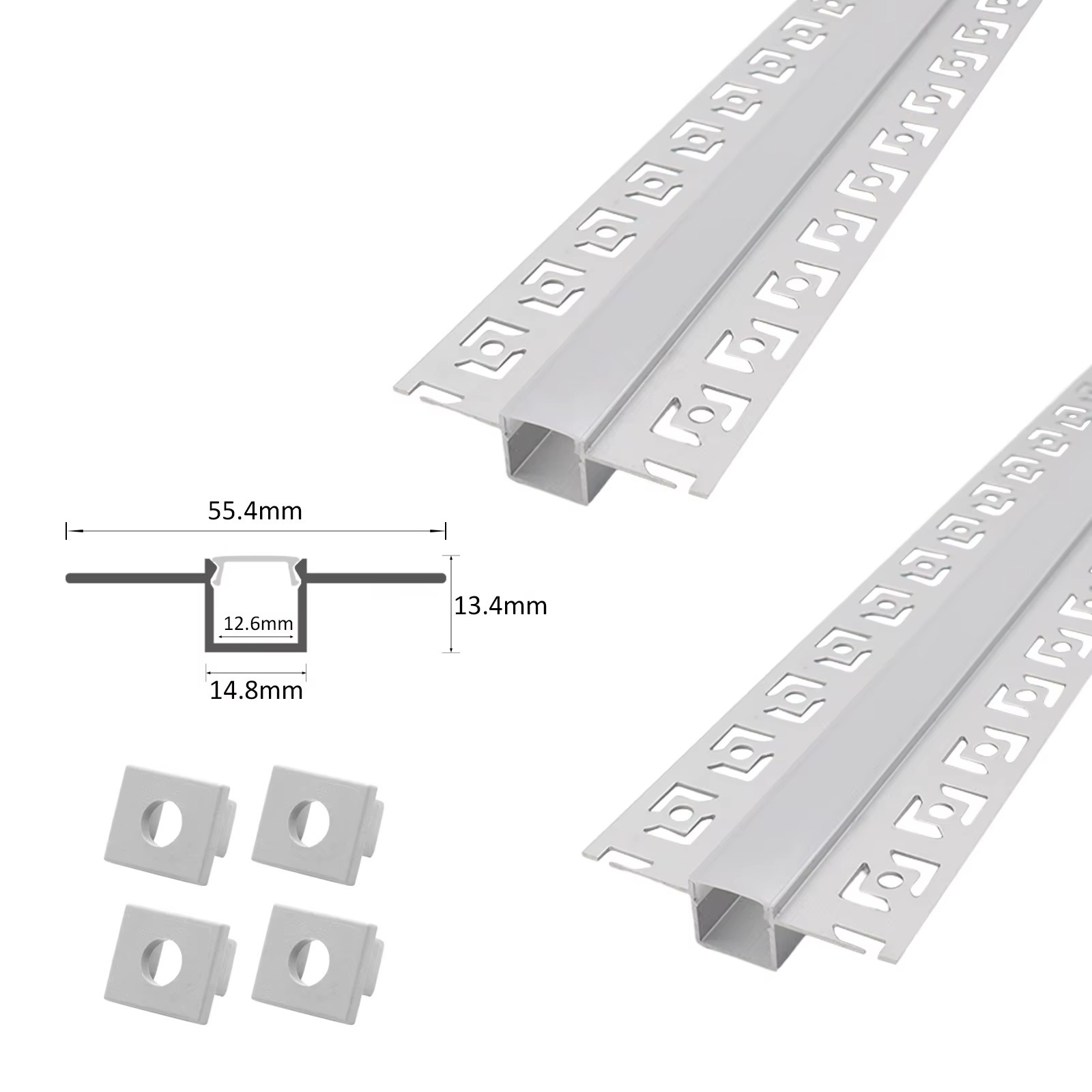 5050 Aluminum Alloy 6000 Series 50×50mm Silver Office Light Diffuser Smart LED Light Strip