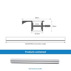 Wholesale 40×20mm Aluminum Kitchen LED Profile – Surface Mounted Cabinet Strip Light Channel for Modern Lighting