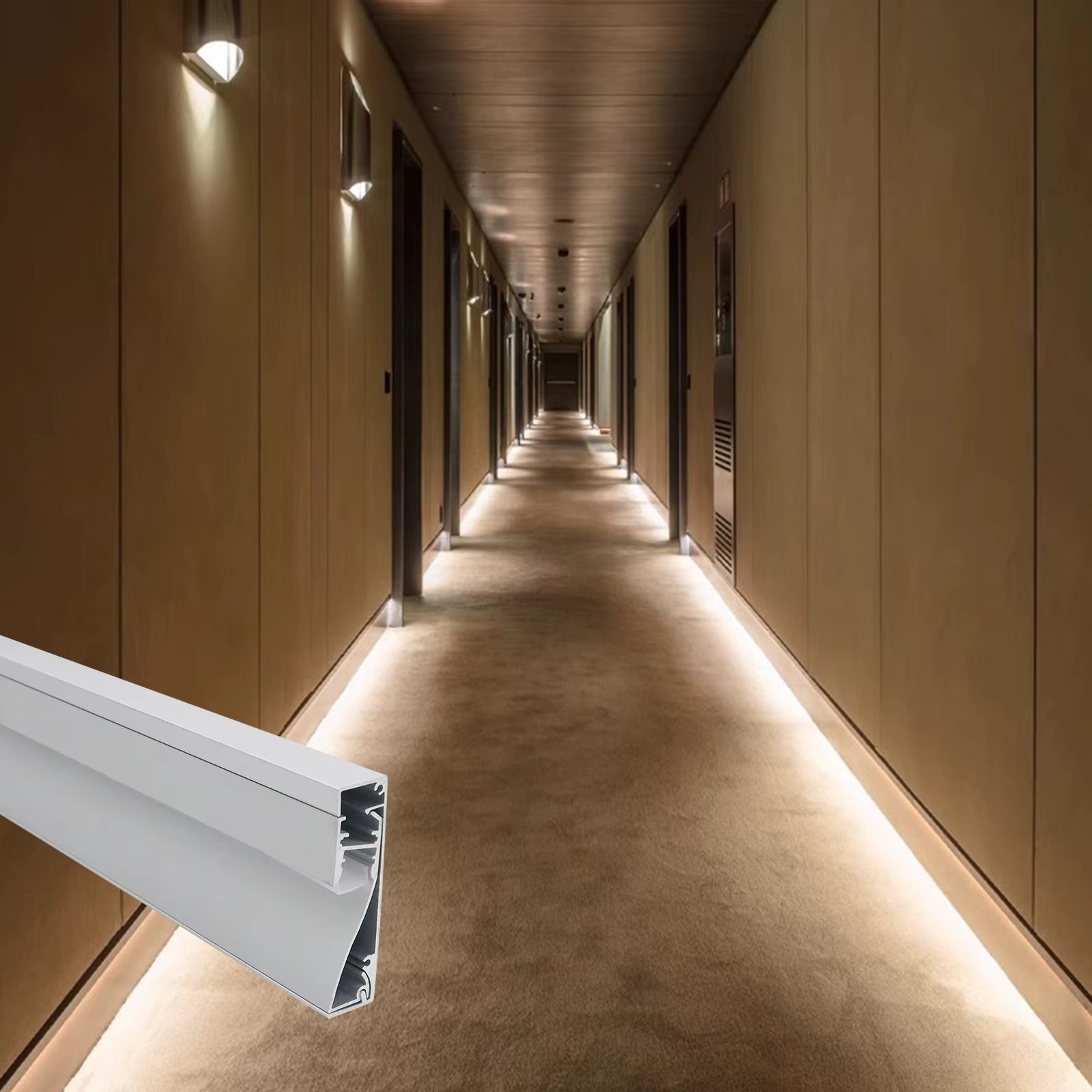 Wholesale Customizable LED Aluminum Skirting Board 60×16mm – Flexible Alloy Profile for Commercial Lighting