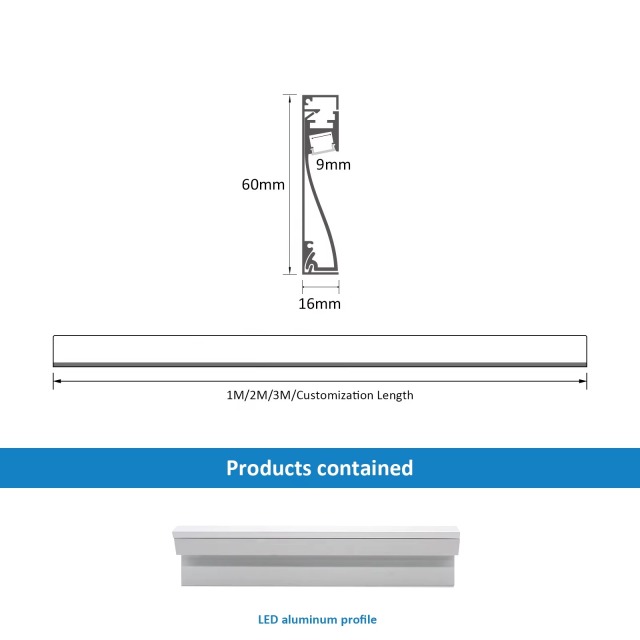 Wholesale Customizable LED Aluminum Skirting Board 60×16mm – Flexible Alloy Profile for Commercial Lighting