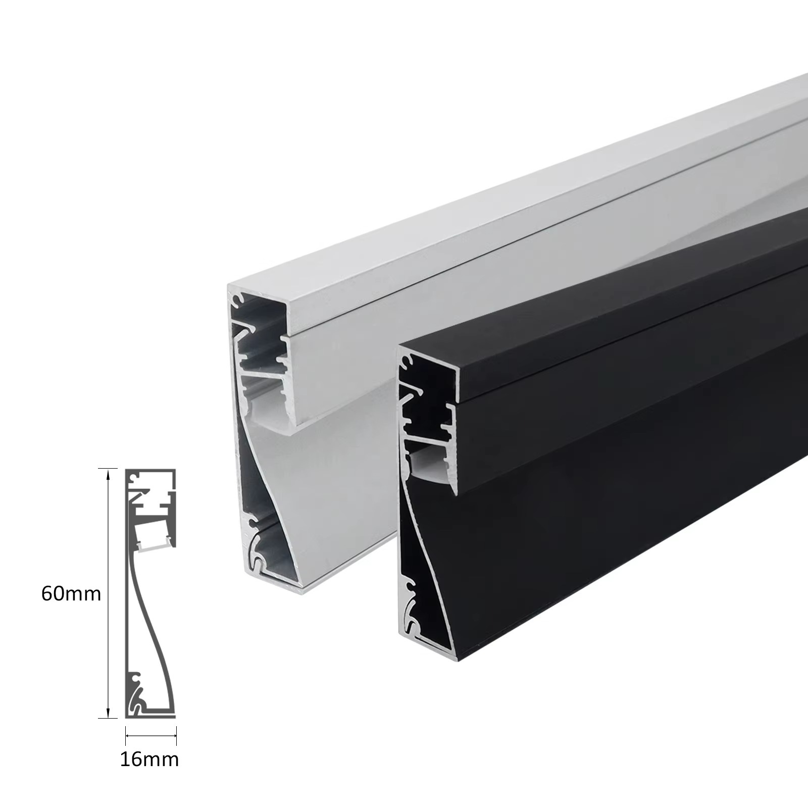 Wholesale Customizable LED Aluminum Skirting Board 60×16mm – Flexible Alloy Profile for Commercial Lighting