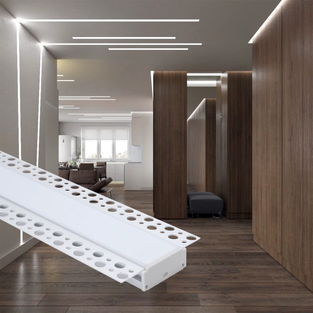 Plaster-in LED Channel with Diffuser for Drywall & Gypsum Recessed Lighting