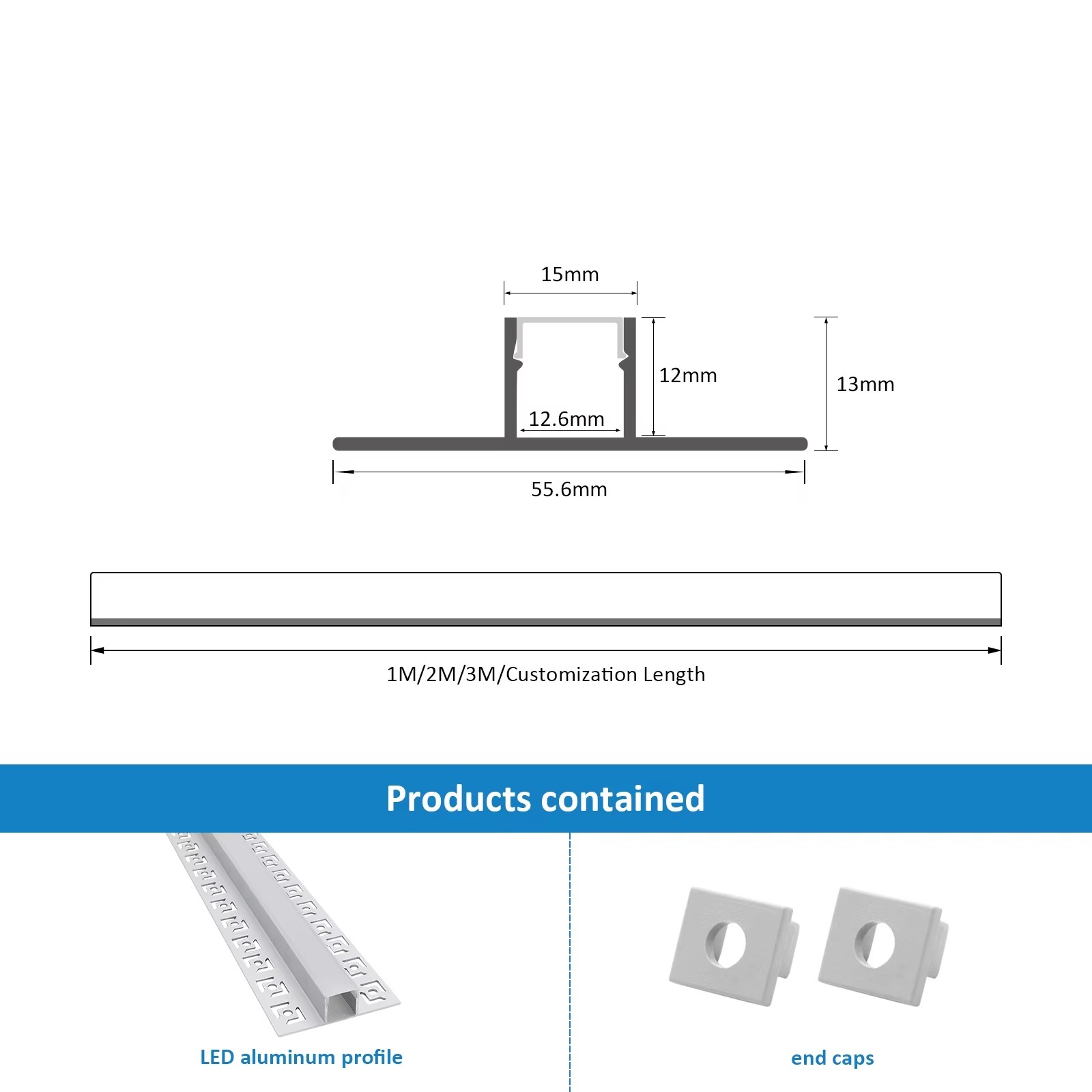 Drywall Profile 57*15mm Surfaced Mounted Gypsum Silver Black Profil Plaster Led