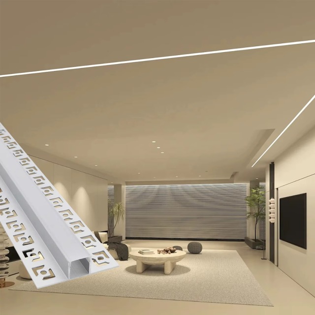 Drywall Profile 57*15mm Surfaced Mounted Gypsum Silver Black Profil Plaster Led
