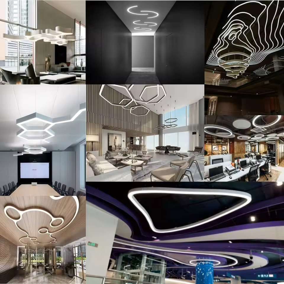 Suspended Customization Circular Curve Linear Aluminum Alloy Bendable Flexible Round LED Profile for Ceiling Lighting