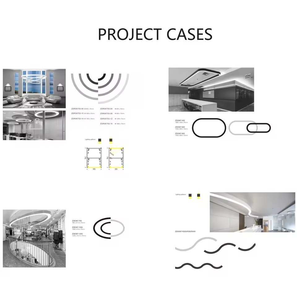 Suspended Customization Circular Curve Linear Aluminum Alloy Bendable Flexible Round LED Profile for Ceiling Lighting