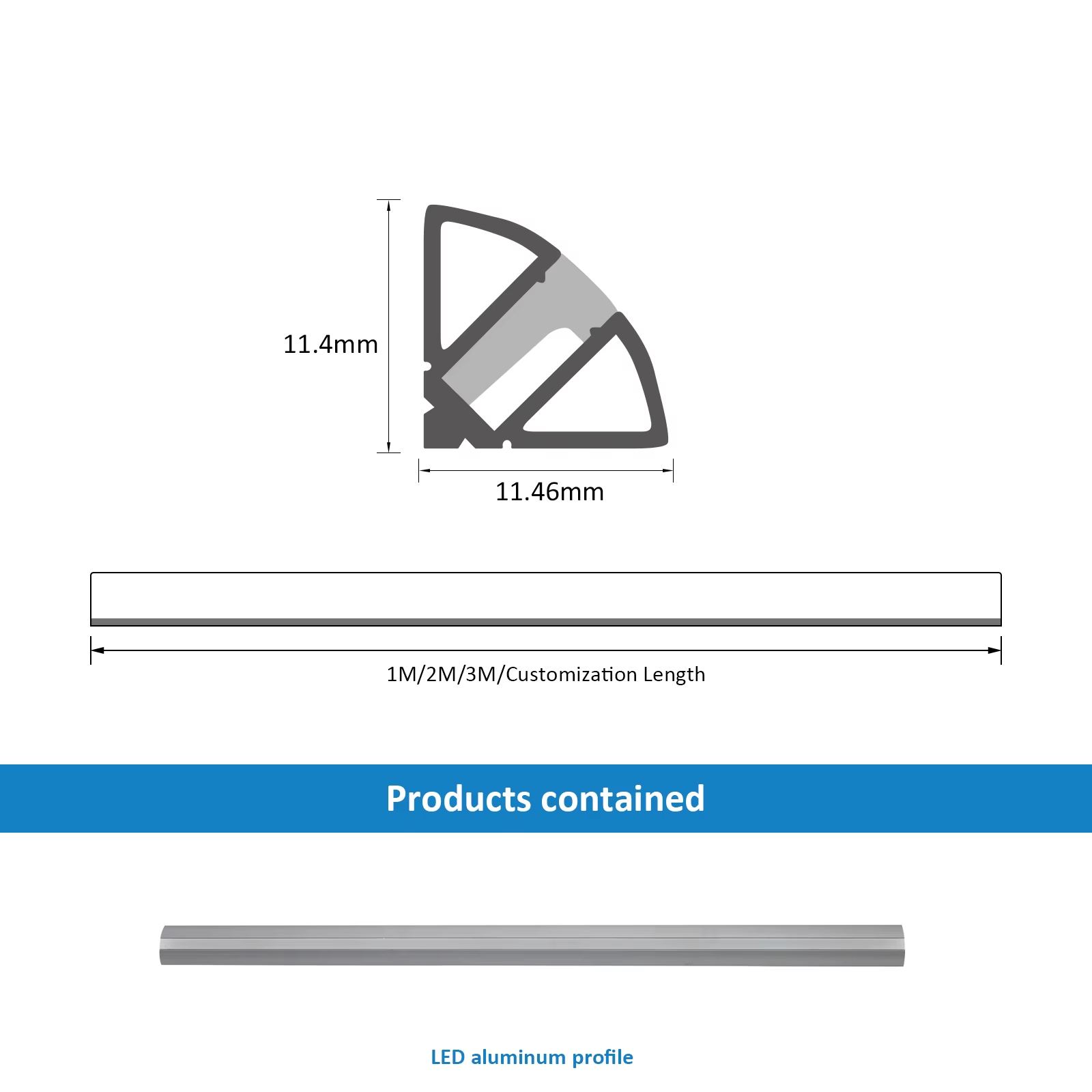 12×12mm Surface Mounted Aluminum LED Profile for Cabinet Lighting