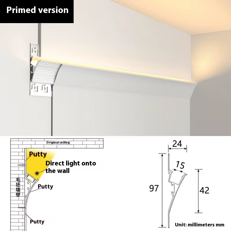 Silver Surface Mounted LED Linear Light Aluminum Profile 6000K Daylight Upward Emitting Waistline Design