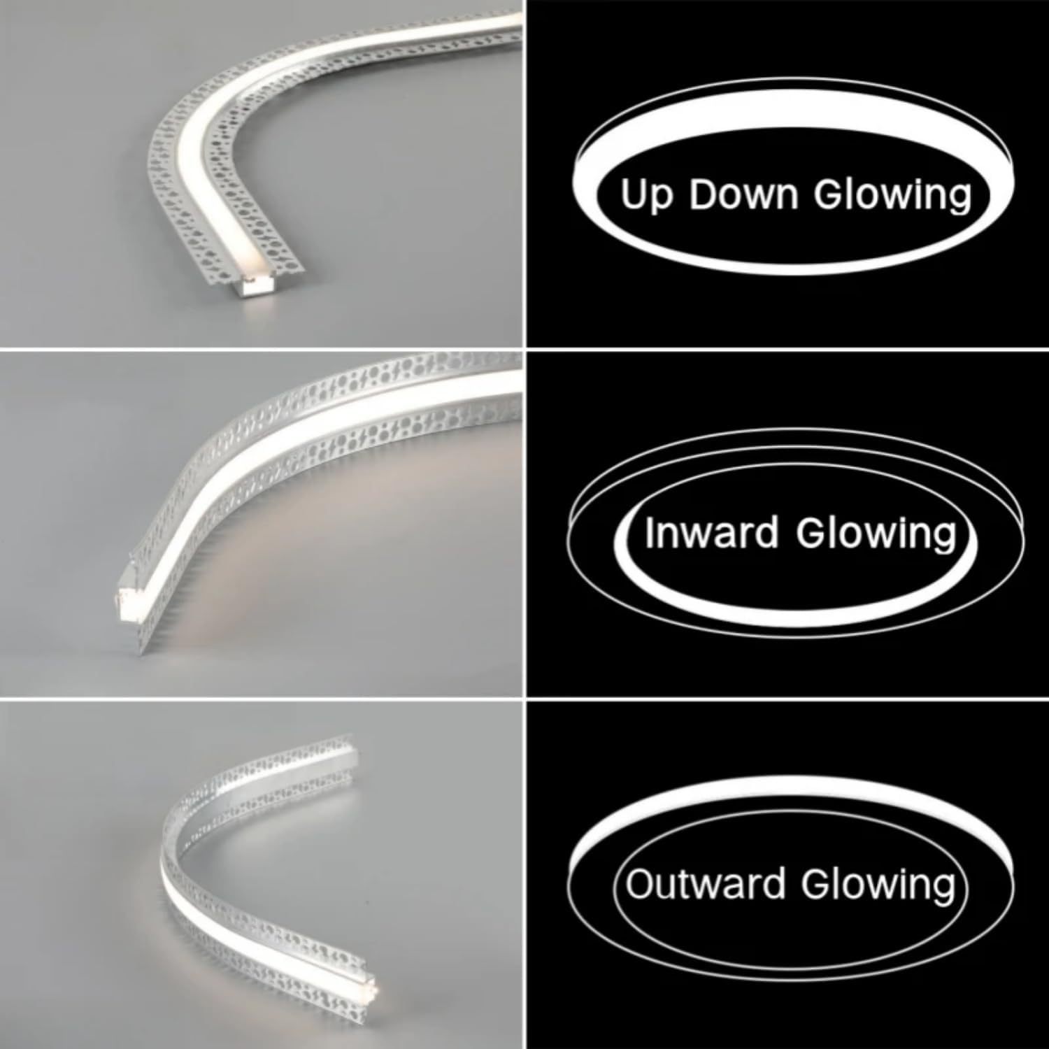 Flexible Bendable LED Aluminum Profile Plaster-in Curved Aluminum Channel for Wall and Ceiling with Silicone Diffuser Cover