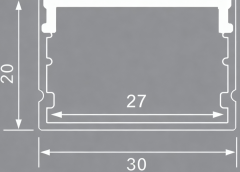 30*20mm Edge 0.6MM Thin Surface-Mounted Square Aluminum LED Profile Light Anodized DC 12V 6000 Series