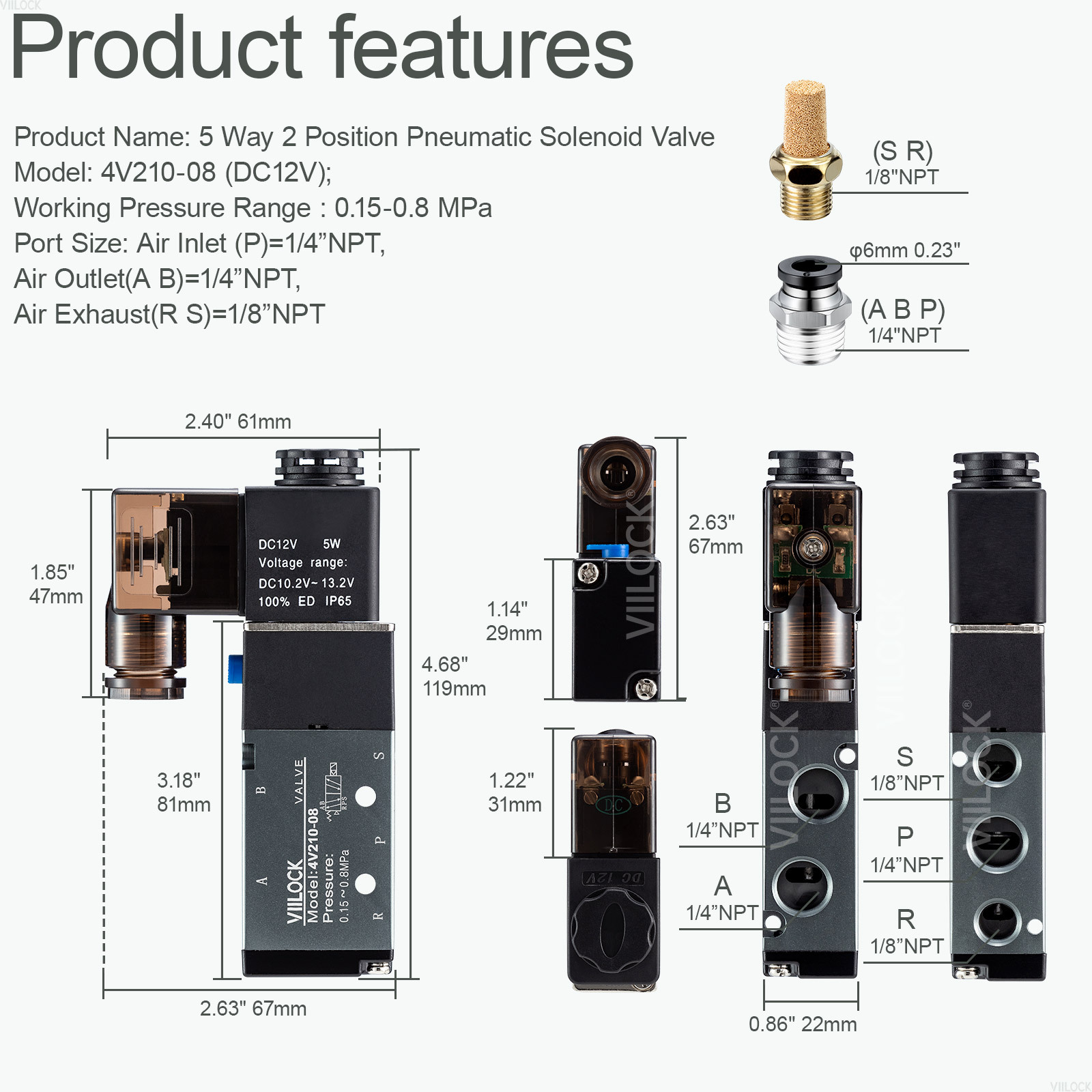 4V025-08 black,VIILOCK,4V025-08 black
