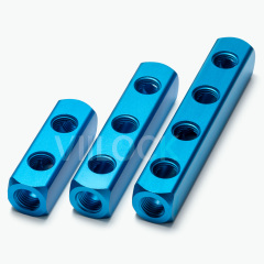 2 Way 5 Port 1/4" Pneumatic Air Manifold Block,VIILOCK,2 Way 5 Port 1/4" Pneumatic Air Manifold Block