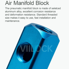 2 Way 5 Port 1/4" Pneumatic Air Manifold Block,VIILOCK,2 Way 5 Port 1/4" Pneumatic Air Manifold Block