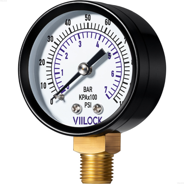 VIILOCK 2" Dial Lower Mount Well Tank Pressure Gauge (0-100PSI / 0-7Bar),VIILOCK,VIILOCK 2" Dial Lower Mount Well Tank Pressure Gauge (0-100PSI / 0-7Bar)