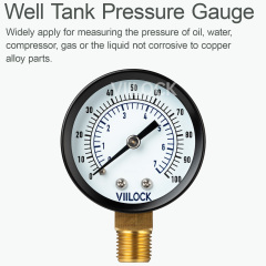 VIILOCK 2" Dial Lower Mount Well Tank Pressure Gauge (0-100PSI / 0-7Bar),VIILOCK,VIILOCK 2" Dial Lower Mount Well Tank Pressure Gauge (0-100PSI / 0-7Bar)