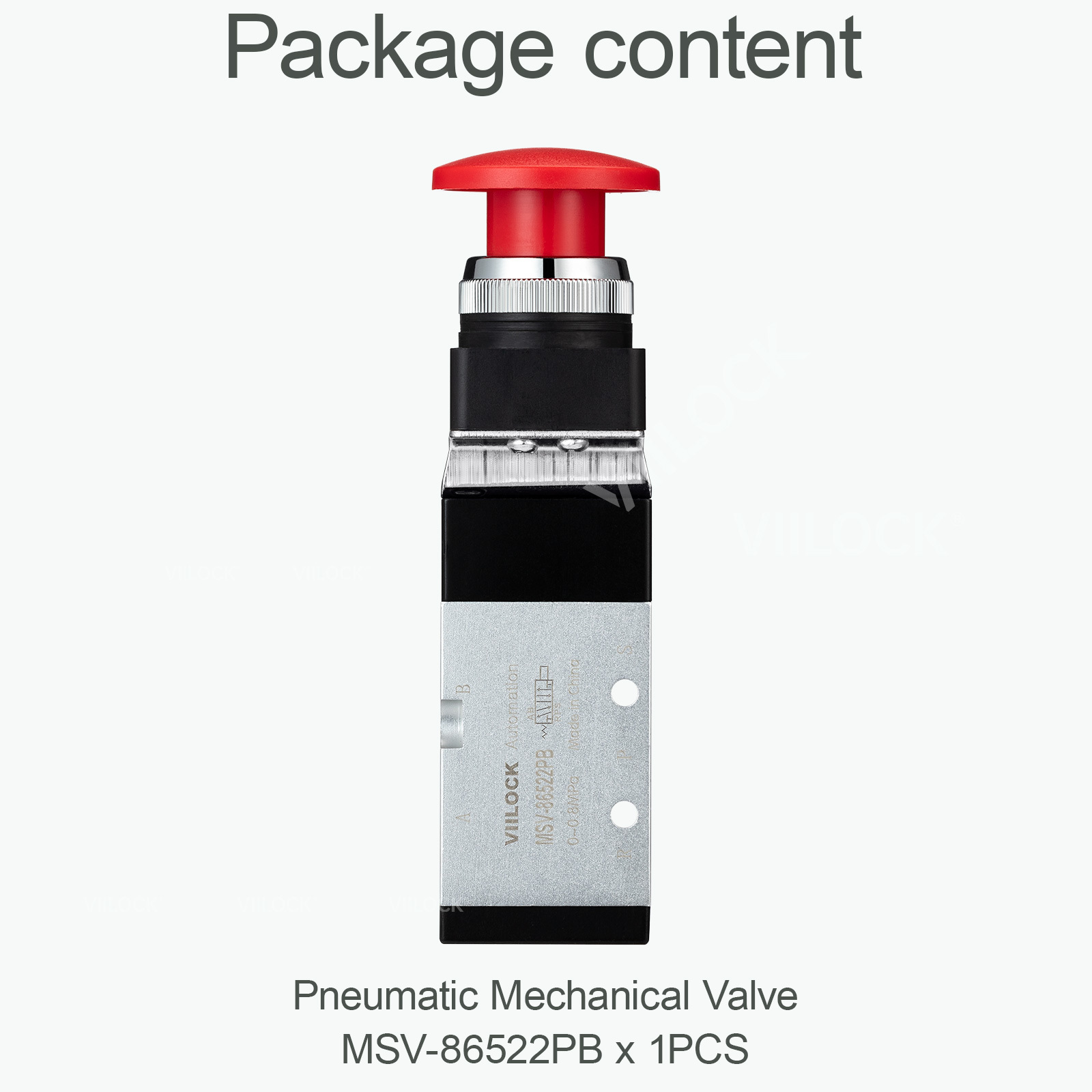 MSV-86522PB 5 Way 2 Position Momentary Mushroom Push Button Pneumatic Mechanical Valve,VIILOCK,MSV-86522PB 5 Way 2 Position Momentary Mushroom Push Button Pneumatic Mechanical Valve