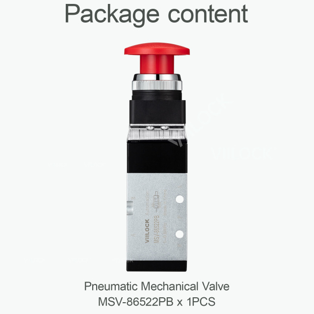 MSV-86522PB 5 Way 2 Position Momentary Mushroom Push Button Pneumatic Mechanical Valve,VIILOCK,MSV-86522PB 5 Way 2 Position Momentary Mushroom Push Button Pneumatic Mechanical Valve