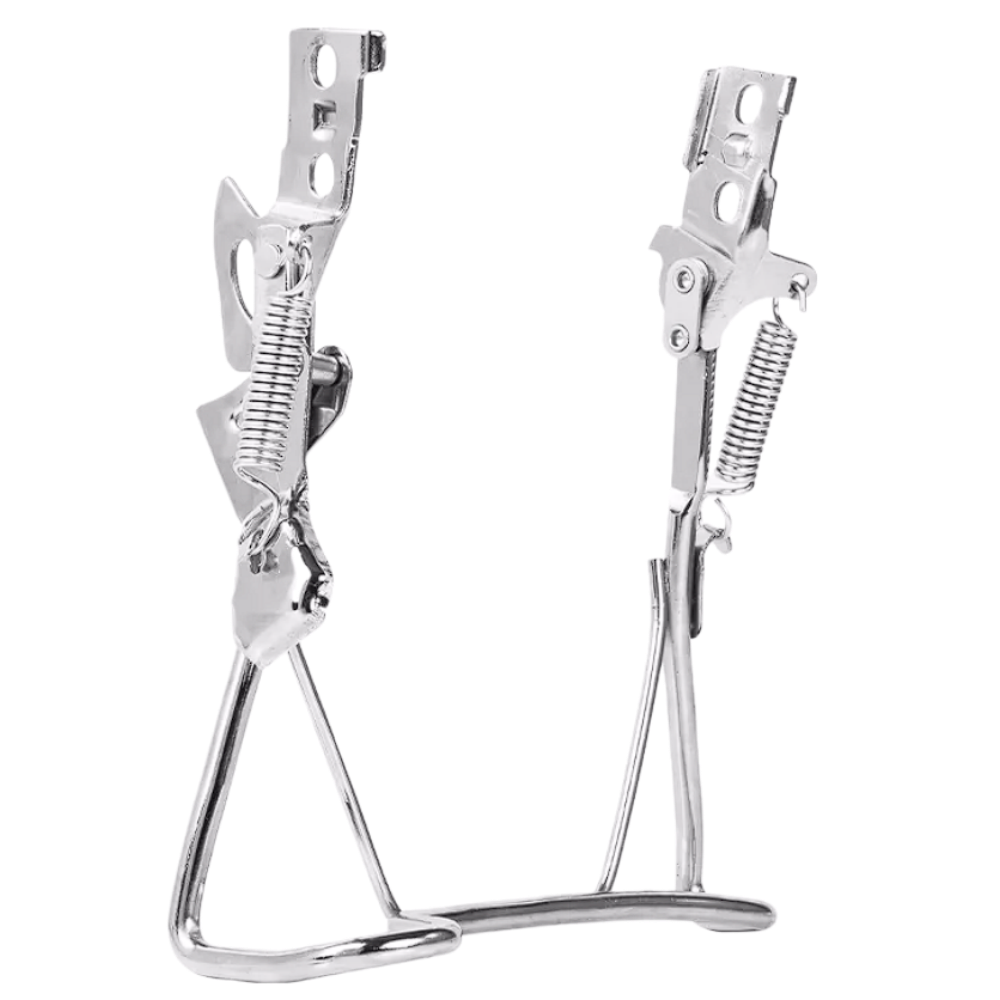 bike moped motorcycle two side rear double kickstand, parking stand, support bracket