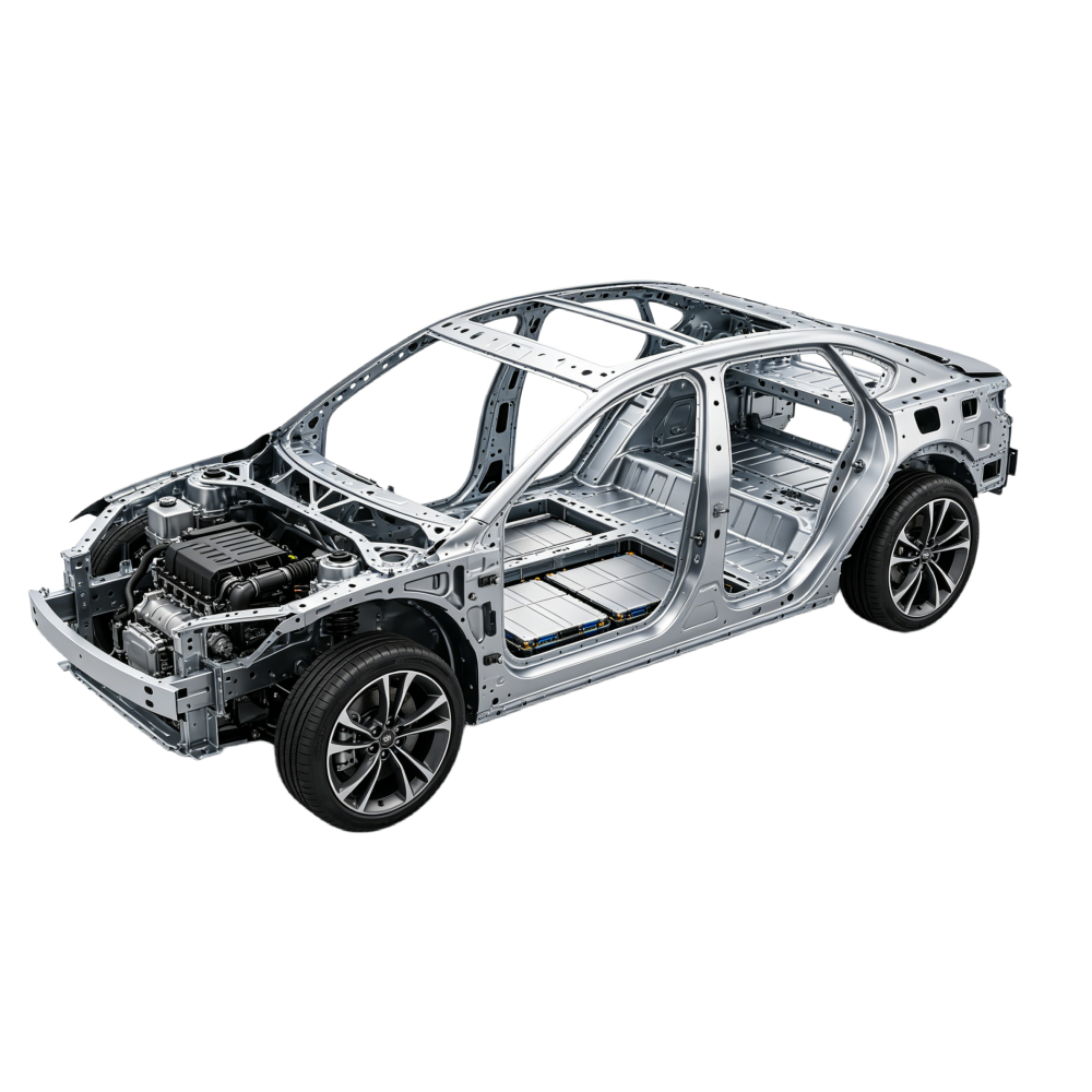 Electric car main frame steel+alloy