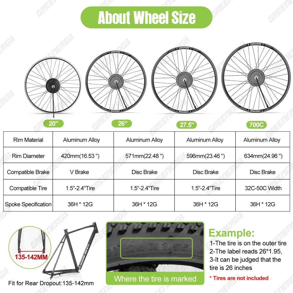 Bafang 48V 500W Front Rear Hub Motor Brushless Gear Bicycle Electric Bike Conversion Kit 20-29 Inch 700C Wheel Drive Engine