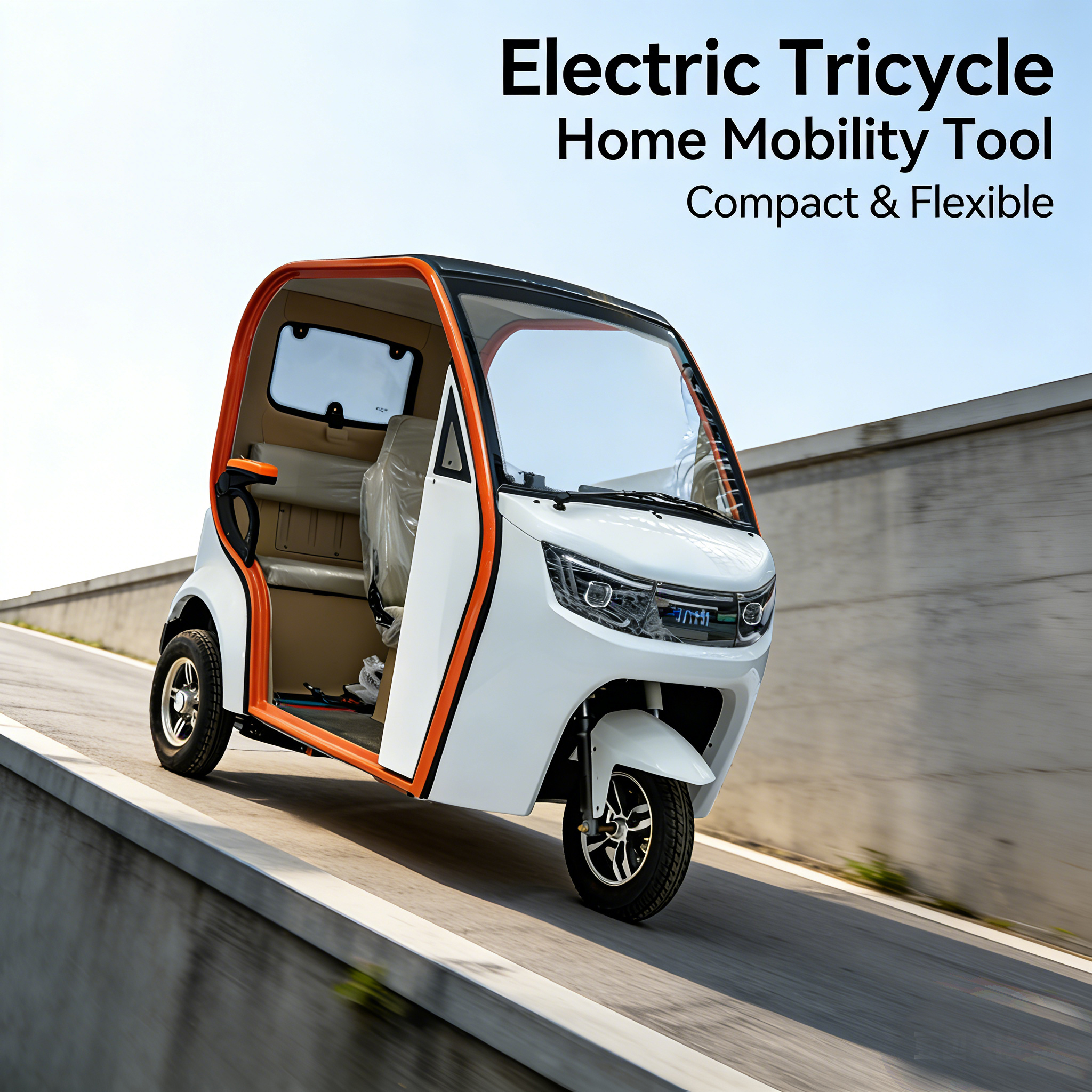 HOT SALES 60v 800W Electric-tricycle Three-Wheeled Open Body Design with 2 Passengers and 90km Range