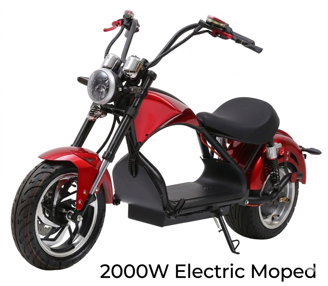 2000W Electric Moped Sportbike Mobility Scooter with Pedal System 18km/h+ for Urban Daily Transport