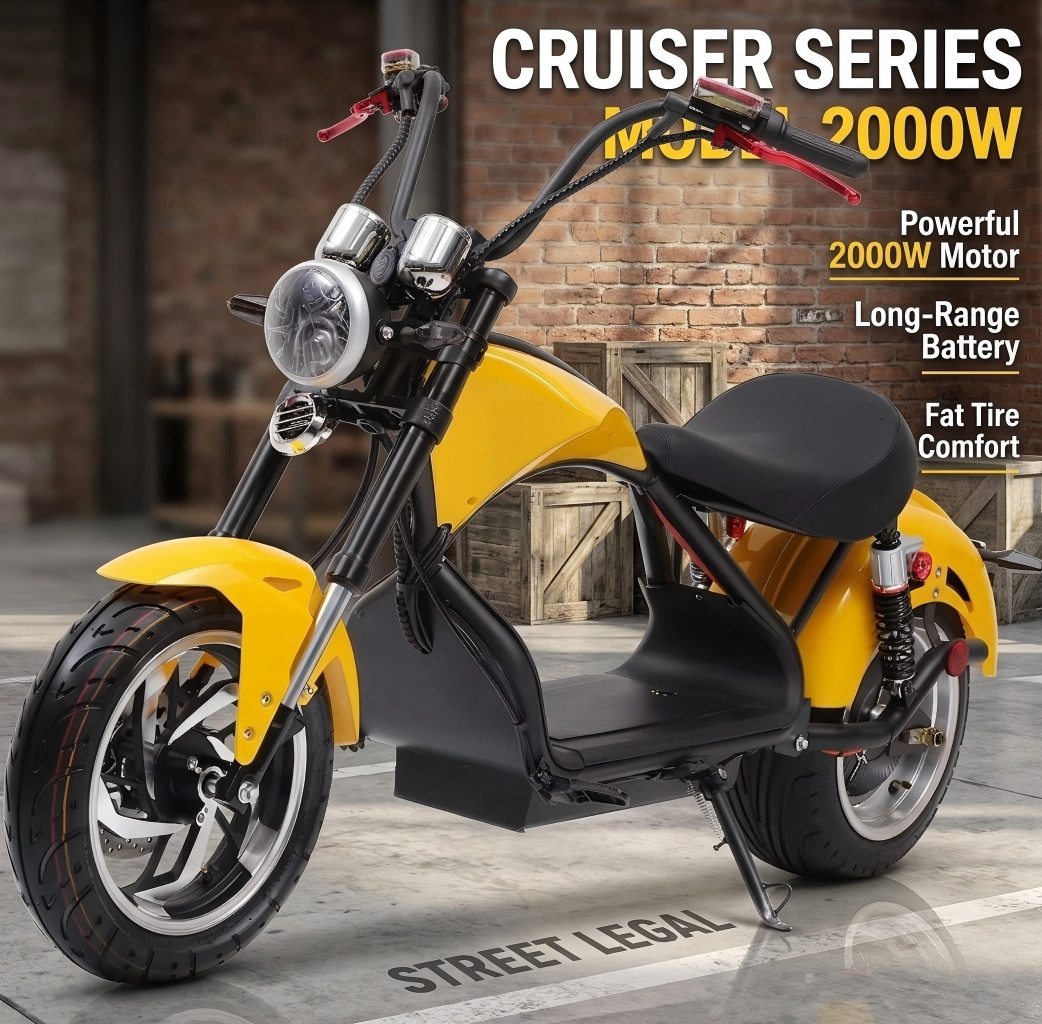 2000W Electric Moped Sportbike Mobility Scooter with Pedal System 18km/h+ for Urban Daily Transport