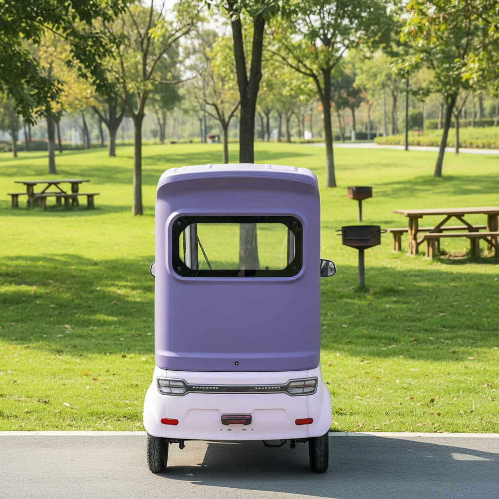 2025 Hot Closed Roof Electric Tricycle 800W 60V-Weatherproof 3-Seater with Shock Absorption for Community Travel