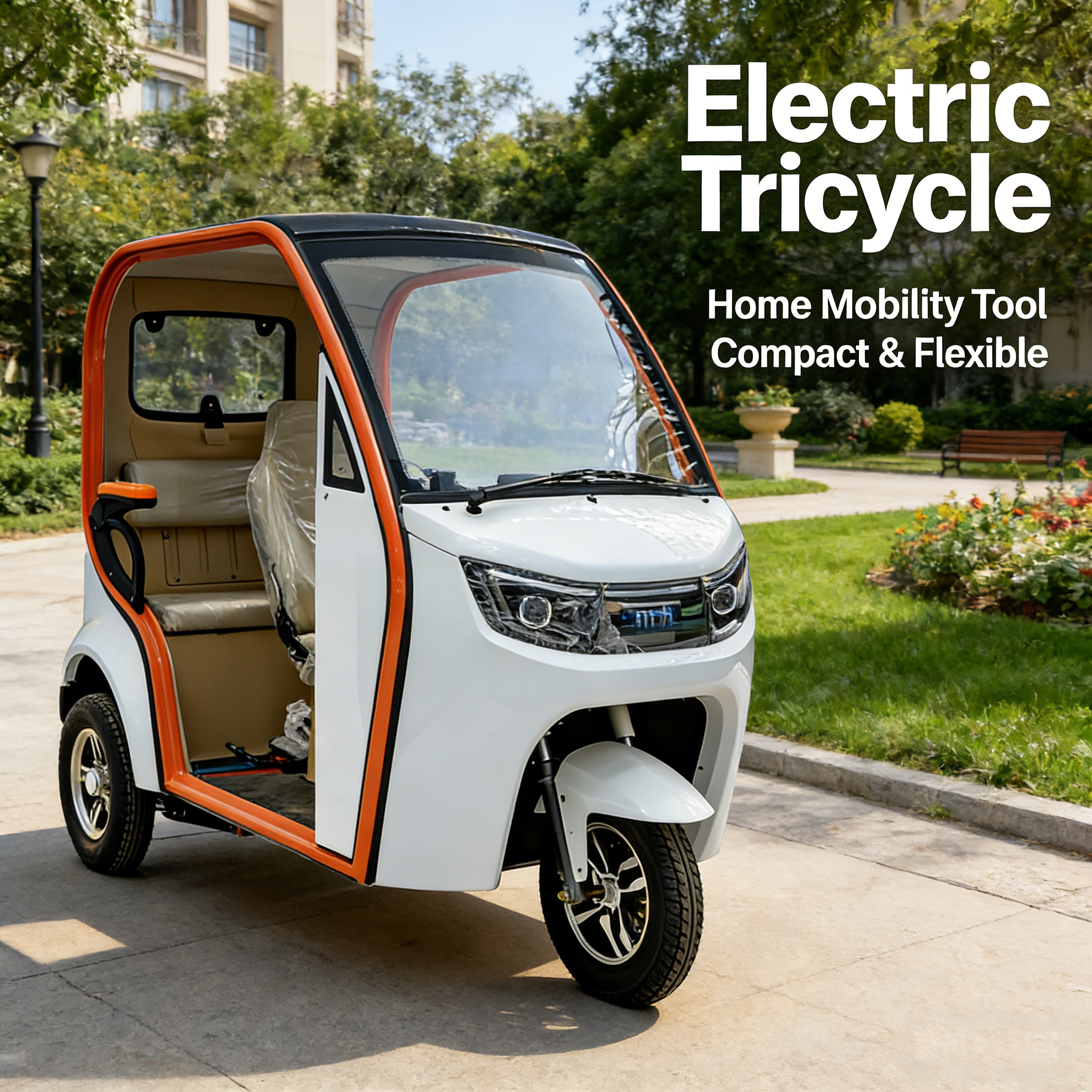 HOT SALES 60v 800W Electric-tricycle Three-Wheeled Open Body Design with 2 Passengers and 90km Range